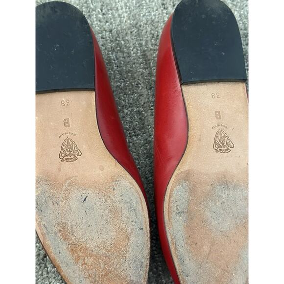 Vintage Gucci Red Leather Ballet Flats with Gold Monogram / Logo - Picture 7 of 7